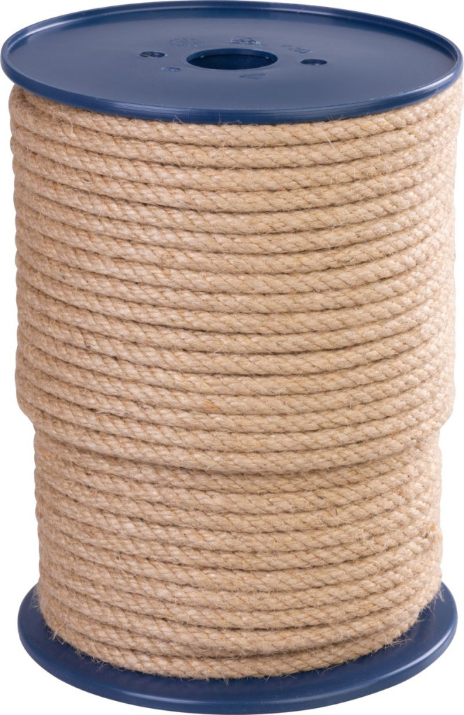Juta kötél, sodrott, Strend Pro Premium, natúr, hosszúság: 100 m, átmérő: 8 mm, teherbírás: 490 kg, általános felhasználásra, dobon