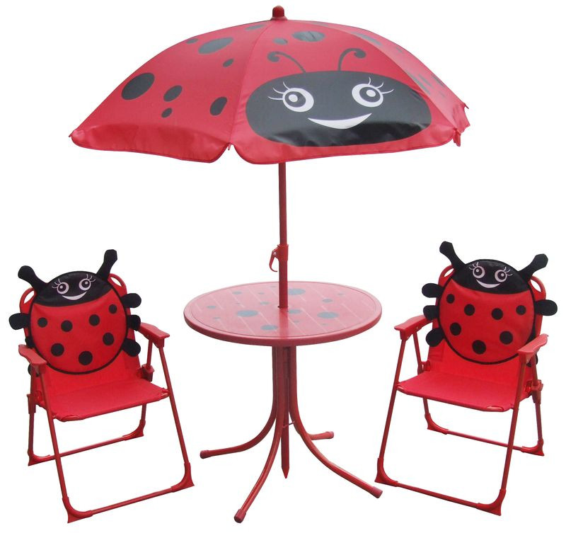 Kerti készlet LEQ MELISENDA Mariquita, katicabogár, napernyő 105 cm, asztal 50 cm, 2 szék, gyermek