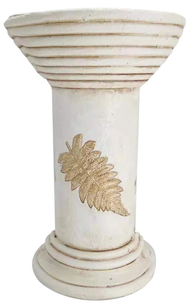 Kerti dekoráció, MagicHome, antik virágcserép állvány, krémszínű, 25, 5 x 25, 5 x 41 cm, kerámia (8091277)
