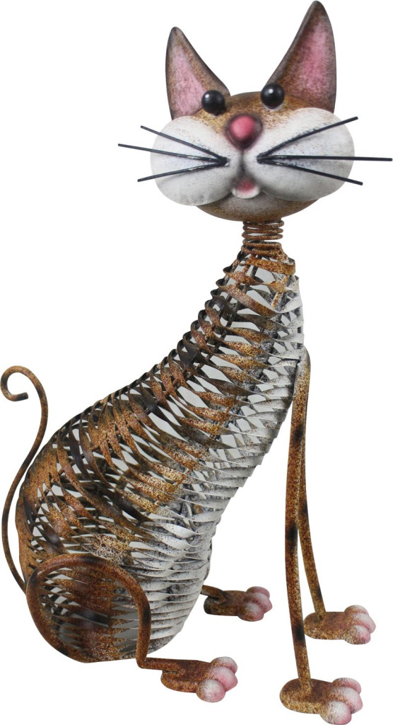 Kerti dekoráció, MagicHome Mecco, macska, barna, 30,5 x 16 x 40,5 cm, fém