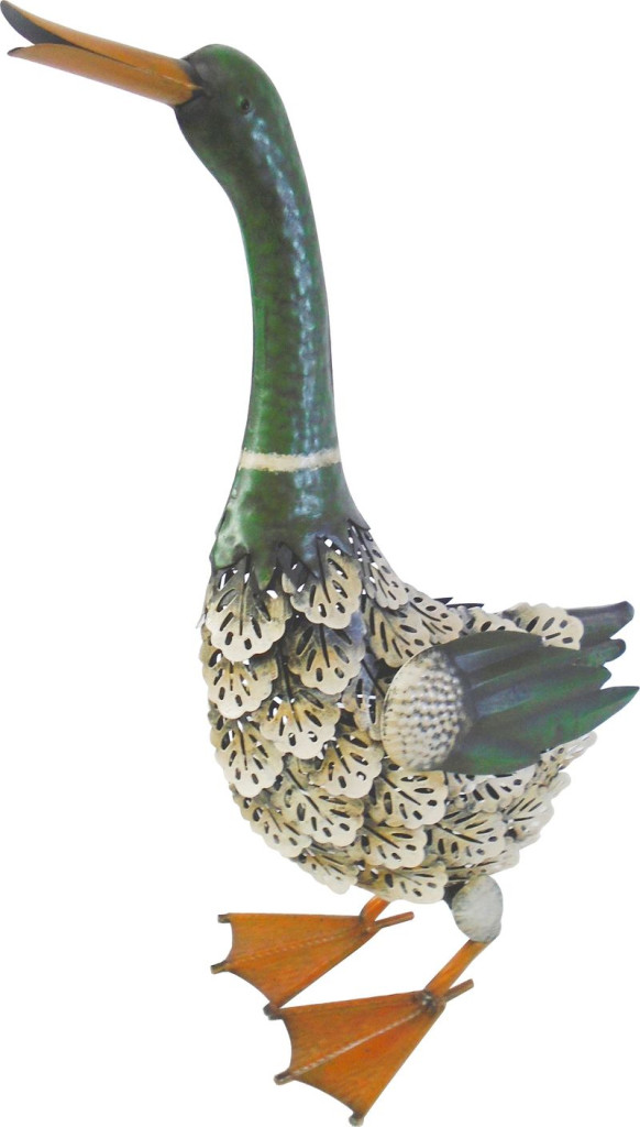 Kerti dekoráció, MagicHome Mecco, vadkacsa, barna/bézs, 35 × 16,5 × 47 cm, fém