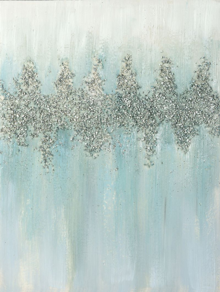 Apró kövekkel díszített kézzel festett falikép 444a Ezüst 60x80 cm