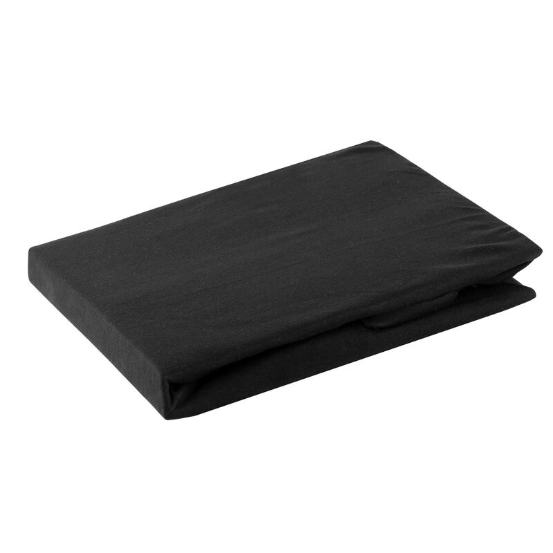 Jersey pamut gumis lepedő Fekete 160x200 cm +30 cm