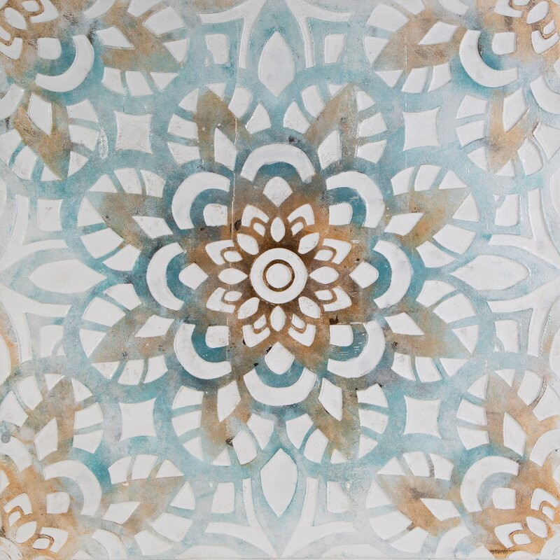 Mandala kézzel festett falikép 486a Kék 80x80 cm