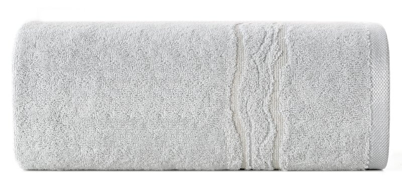 Karin pamut törölköző fényes cérnával szőtt díszítéssel Ezüst 70x140 cm